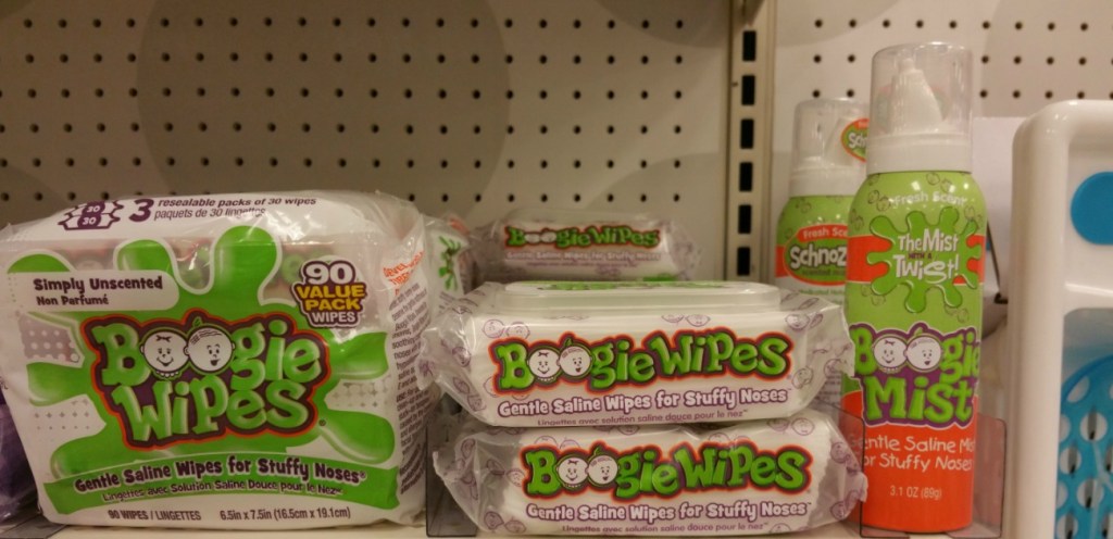 Boogie wipes on a shelf