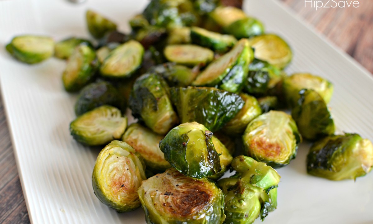 easy roasted brussels sprouts on a plate