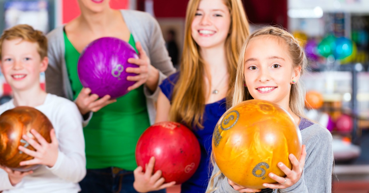 kids with bowling balls