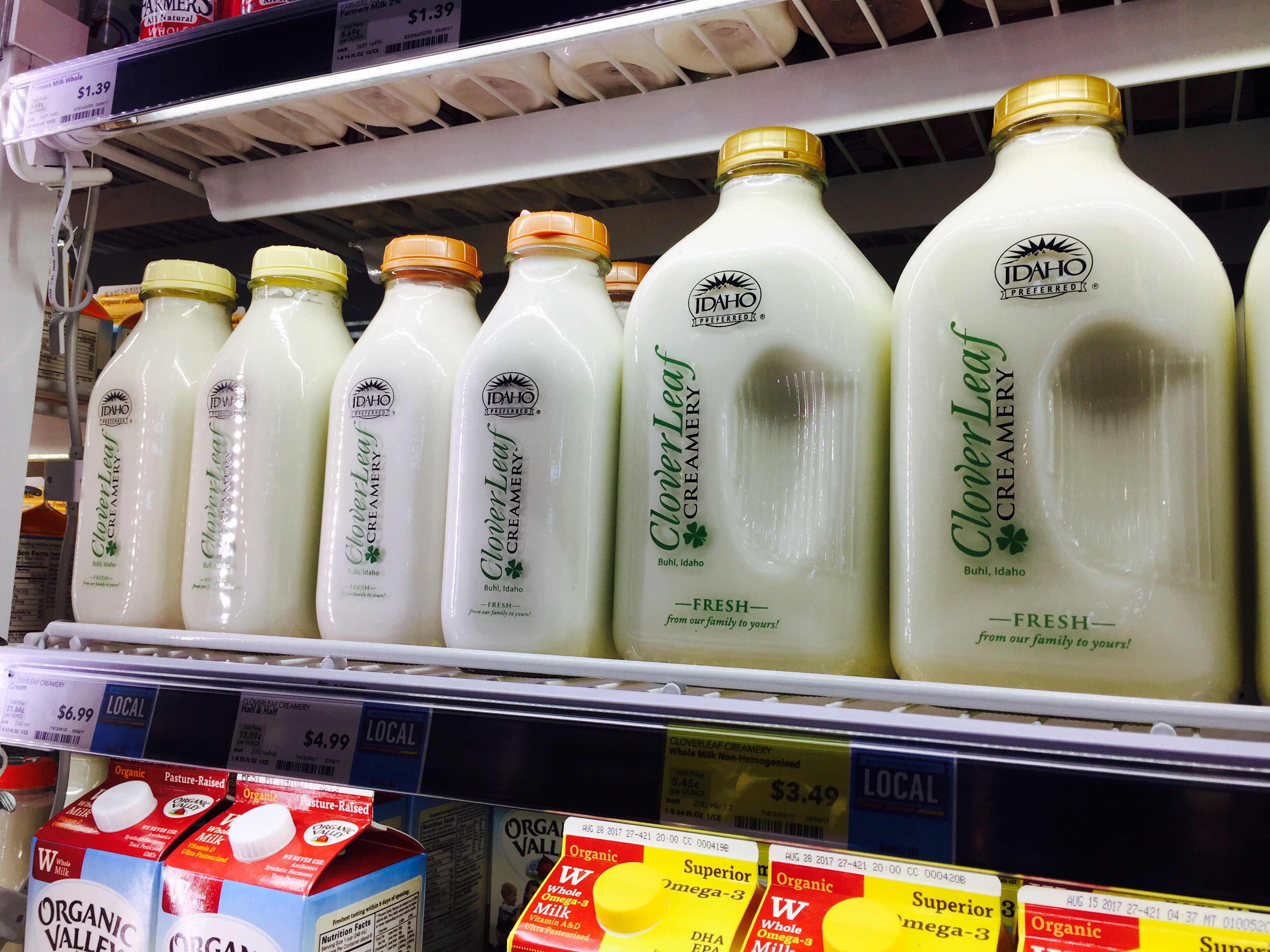 money-saving hacks at Whole Foods Market – refrigerated milk in glass bottles