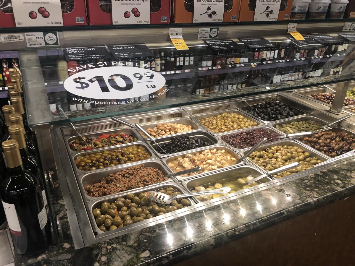 money-saving hacks at Whole Foods Market – close up of the olive bar