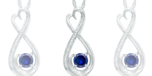 Zales Blue Sapphire & Diamond Heart-Shaped Pendant Necklace Just $25.99 Shipped