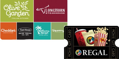 $50 Darden eGift Card AND $25 Regal Cinemas eGift Card Just $65 & More