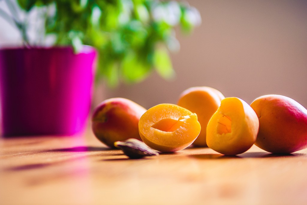 peaches on a table