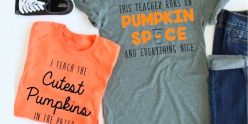 FUN Teacher Pumpkin Tees Just $13.99 (Regularly $28)
