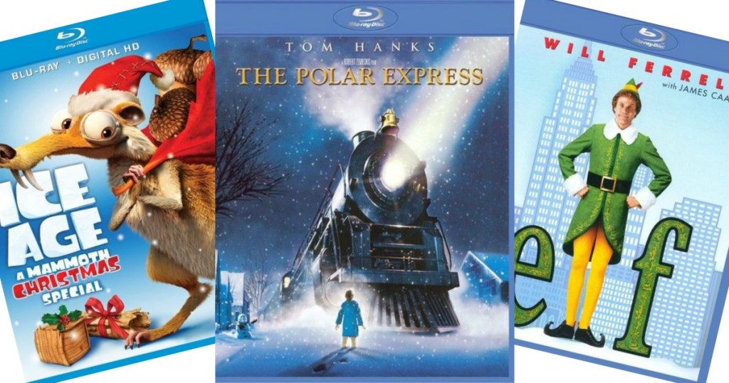 three holiday movies on screen 