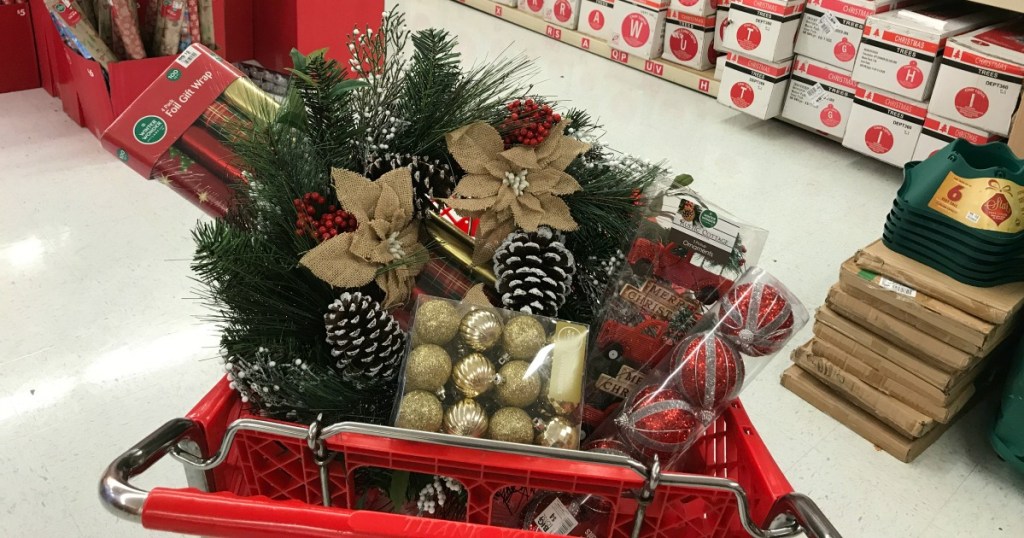 big lots cart full of christmas decor