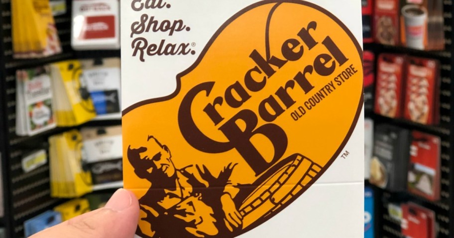 cracker barrel gift card in hand in store