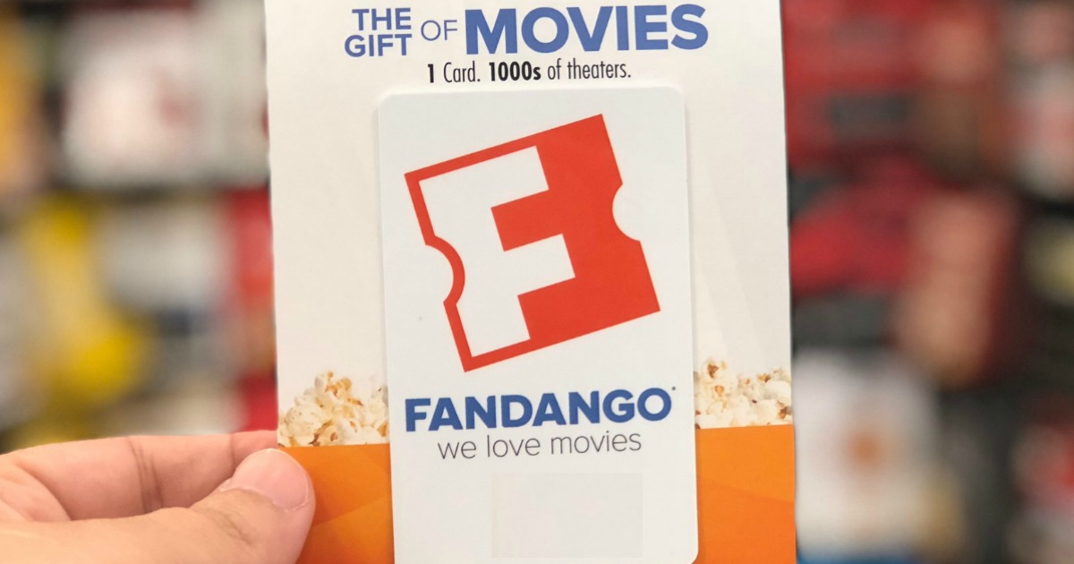 hand holding Fandango gift card