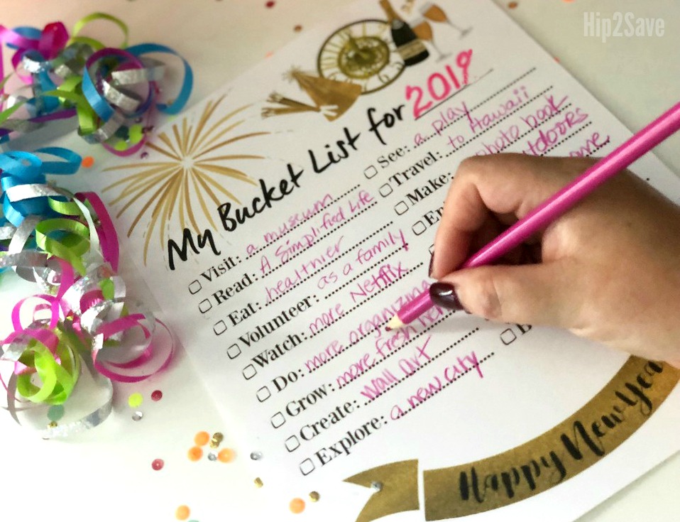 new year's bucket list free printable 