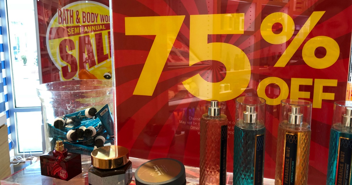 sale sign and body sprays