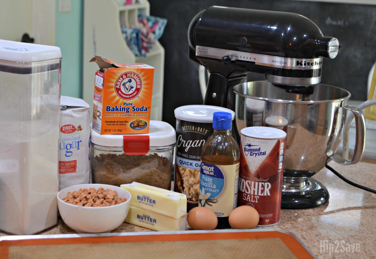 ingredients for salted caramel oatmeal cookies