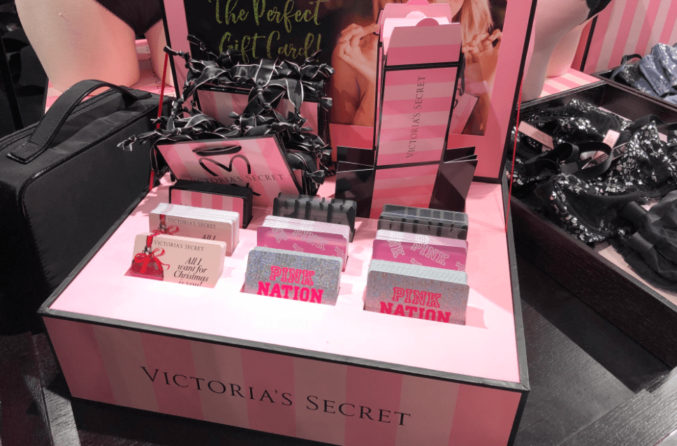 Victoria's Secret Gift Card display