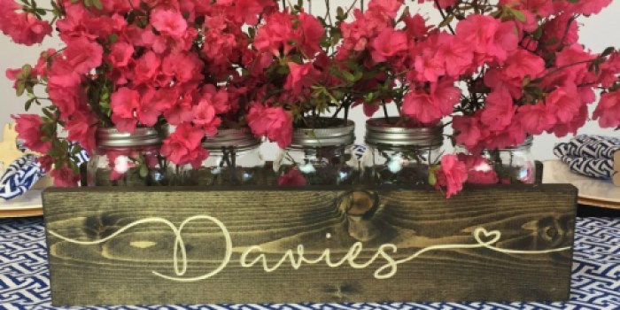 Personalized Engraved Mason Jar Solid Wood Centerpiece Just $22.99 (Awesome Reviews)