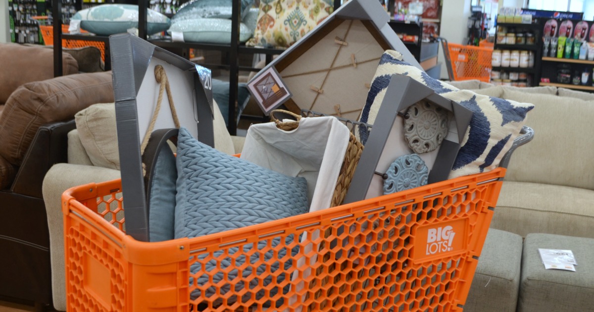 big lots shopping cart full of home decor items