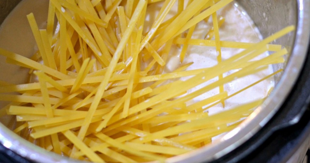 fettuccine noodles in pressure cooker