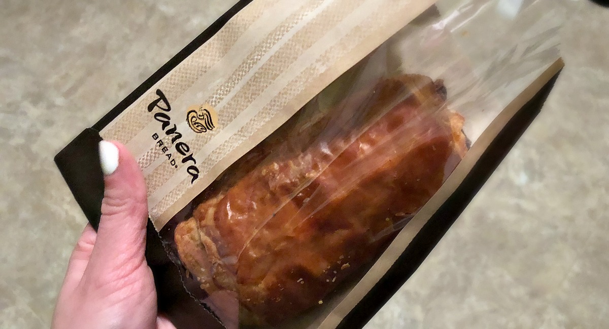 Panera bread roll in a Panera bag