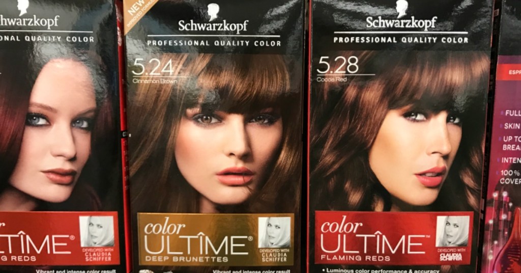three boxes of hair color on shelf 
