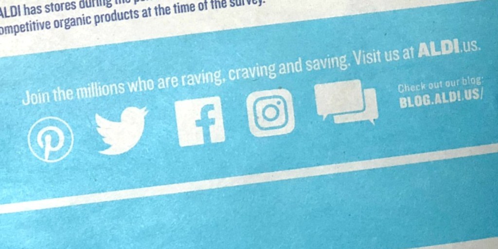 Aldi social media on flyer
