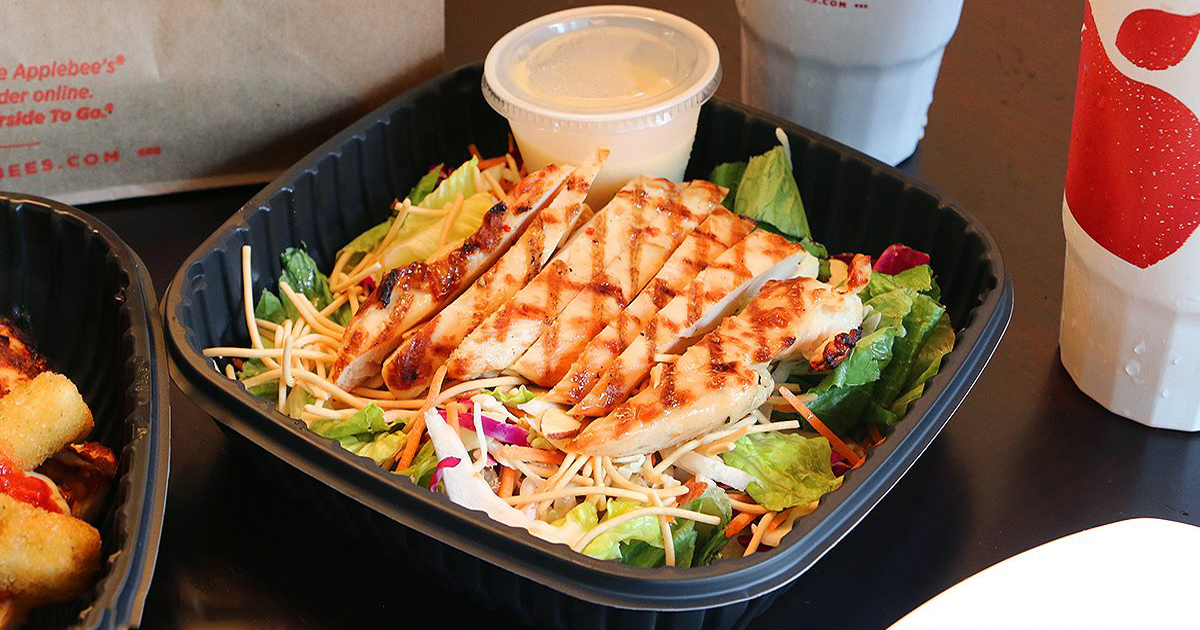 applebee's grilled chicken salad with cheese and dressing, cups and sides