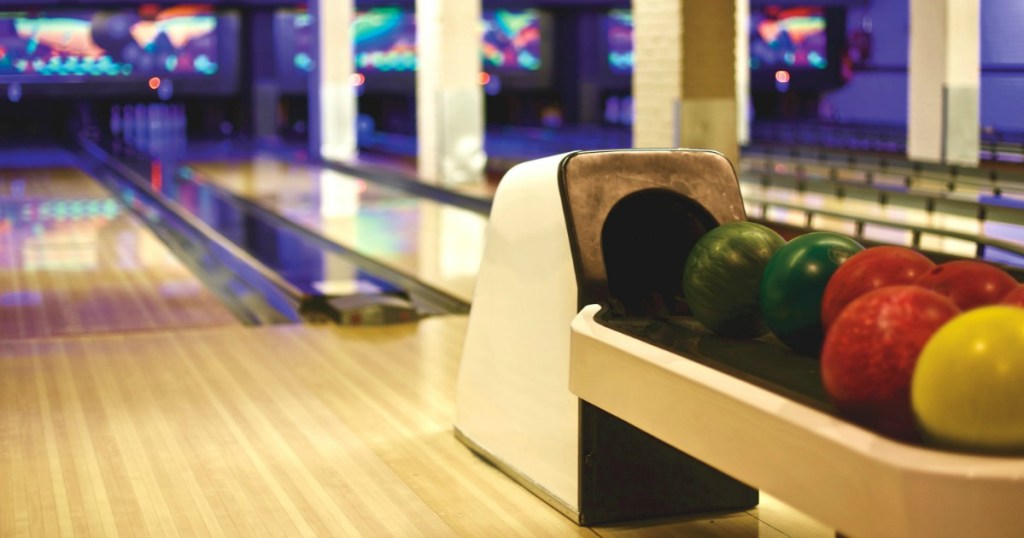 bowling balls in a bowling lane