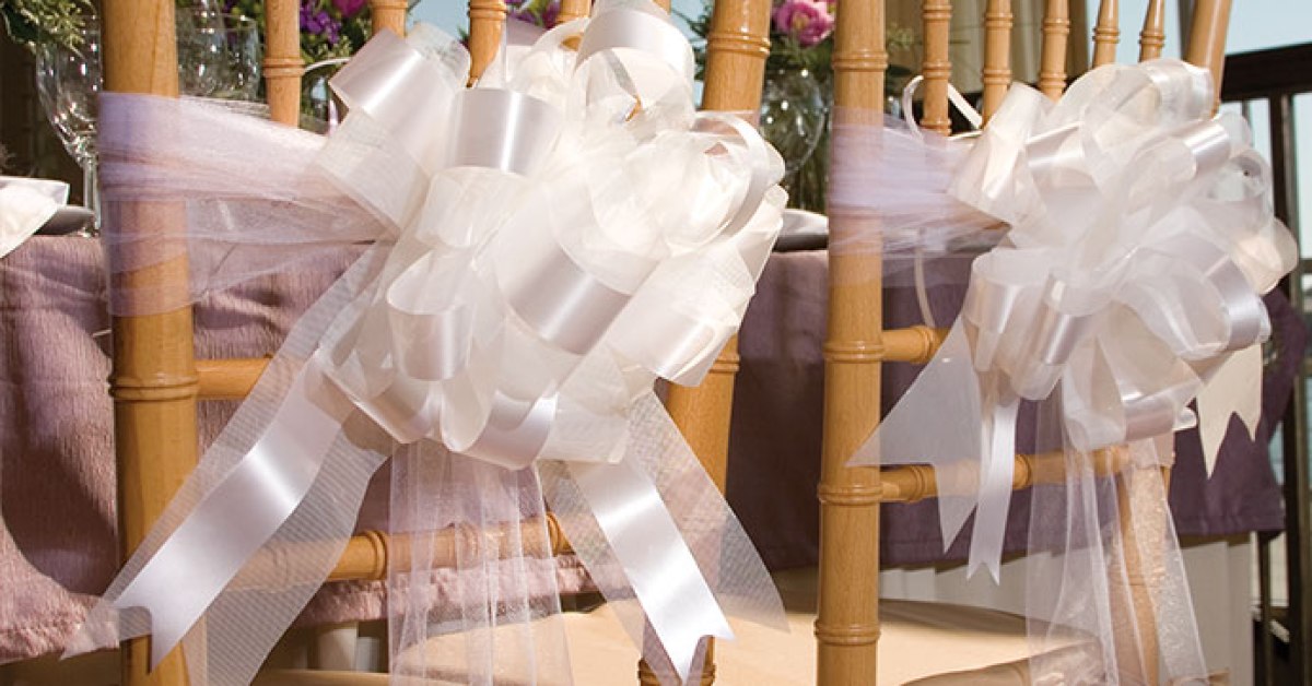 bows on the back of wedding chairs - dollar tree wedding