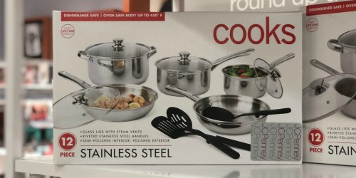 Cooks 12-Piece Stainless Steel Cookware Set AND Peeler Just $4 After Rebate at JCPenney