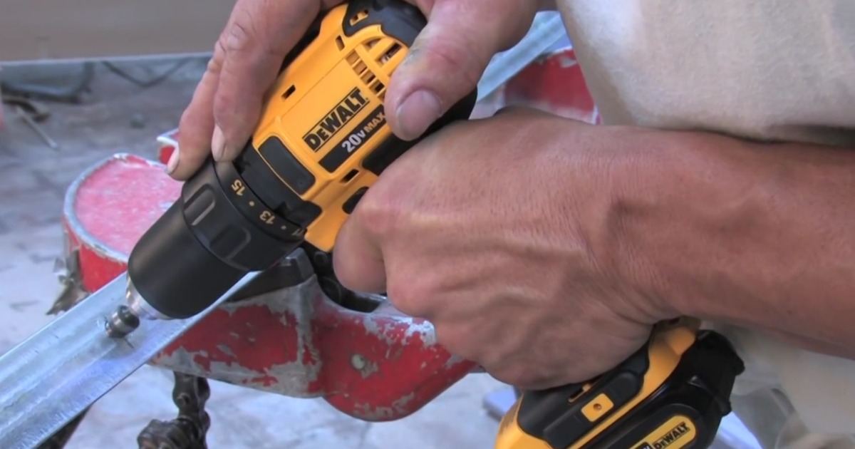 dewalt drill man using