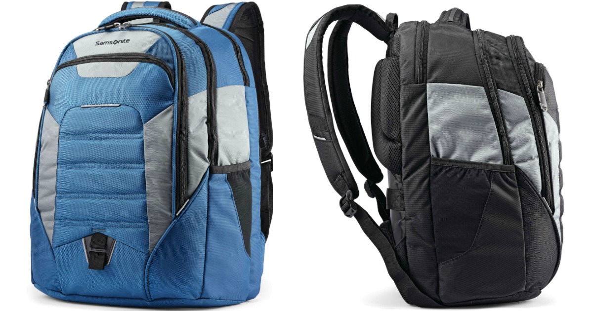 backpacks in blue and black