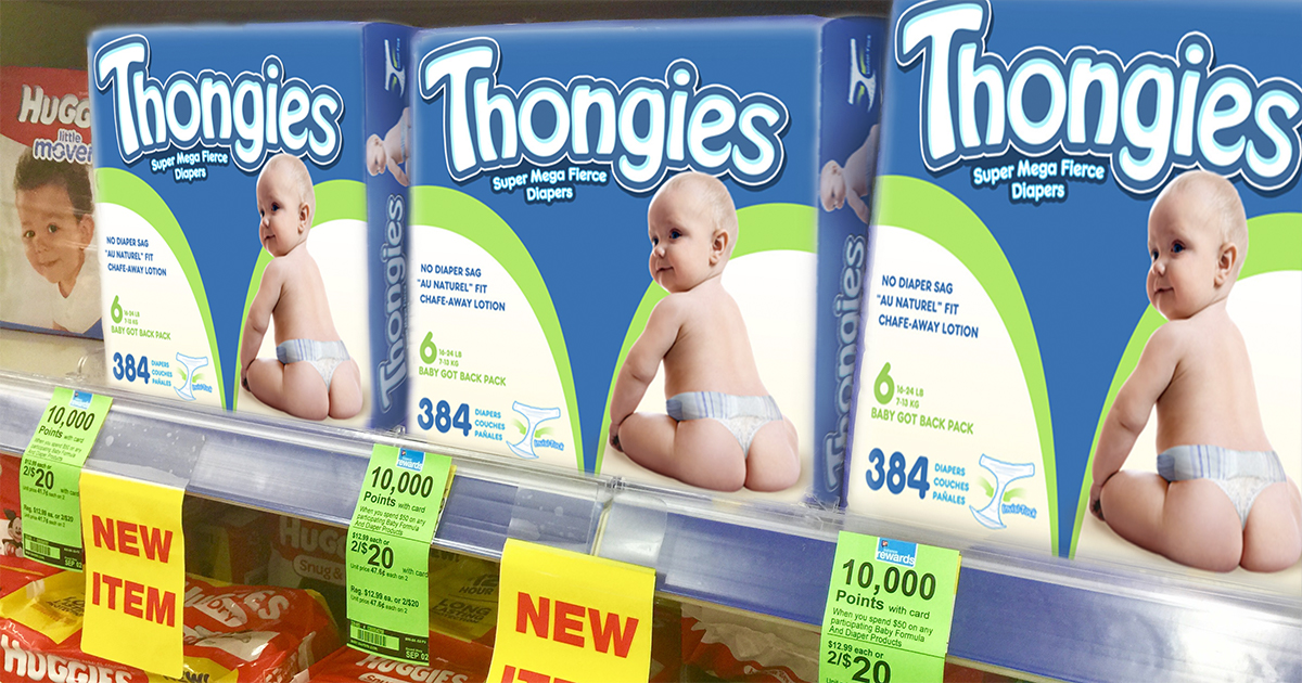 thongies baby diapers on sale for April Fool's Day 2018