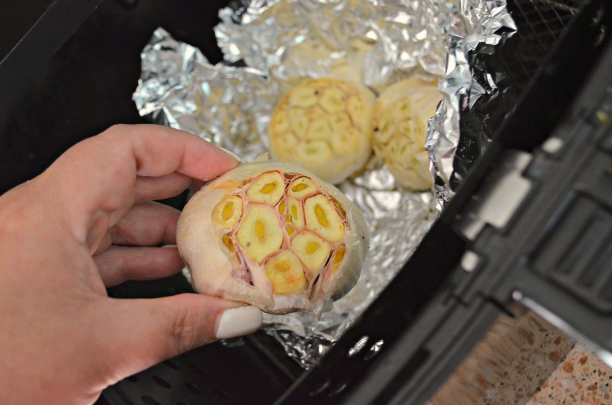 air frying an entire bulb of garlic