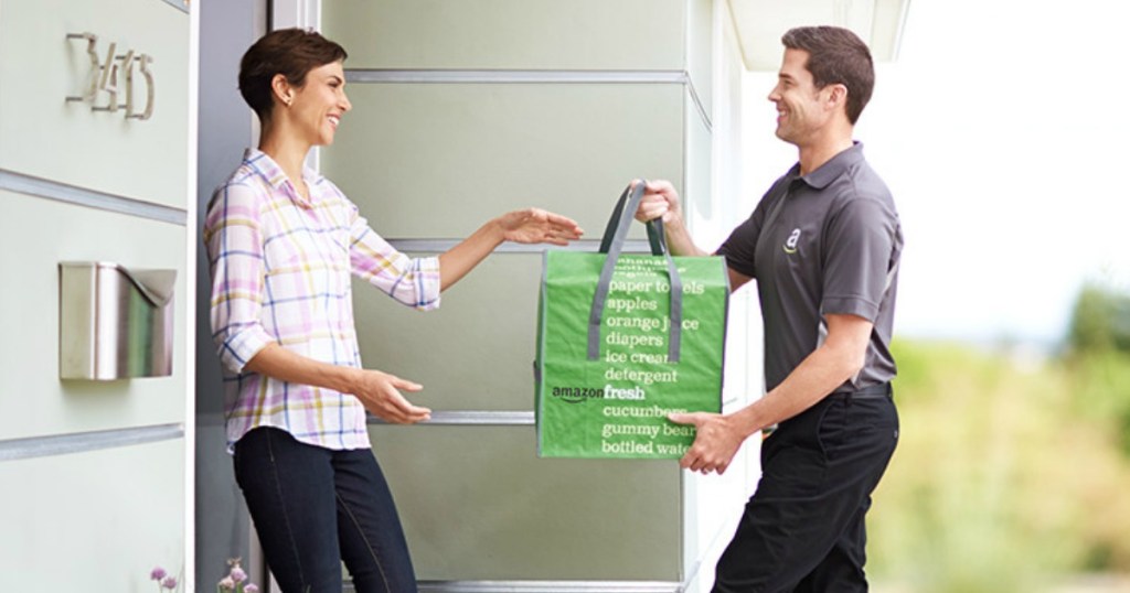 Man delivering groceries for Amazon Fresh