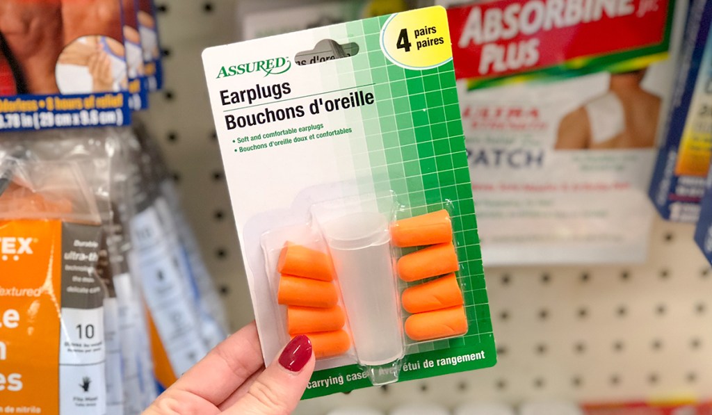 dollar store travel hack to buy ear plugs for plane
