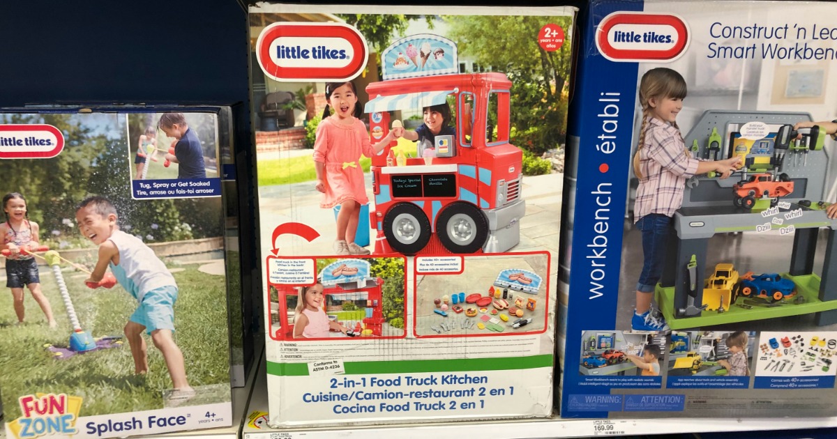 little tikes 2 in 1 food truck kitchen in box on shelf in store