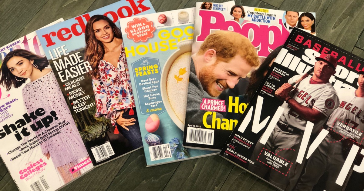 No-cost magazine deal on magazines like O. Pictured: People, Sports Illustrated, Good Housekeeping, Redbook, and Seventeen 