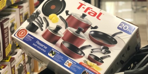 T-Fal 20-Piece Nonstick Cookware Set Just $43.74 (Regularly $140) + Get $10 Kohl’s Cash