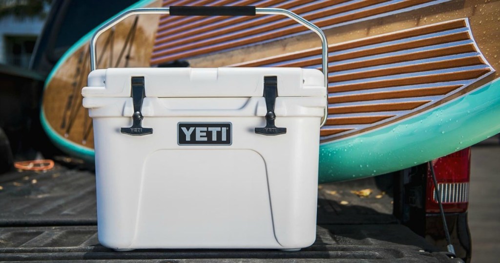 YETI Roadie 20 Cooler 2 in truck bed with boat