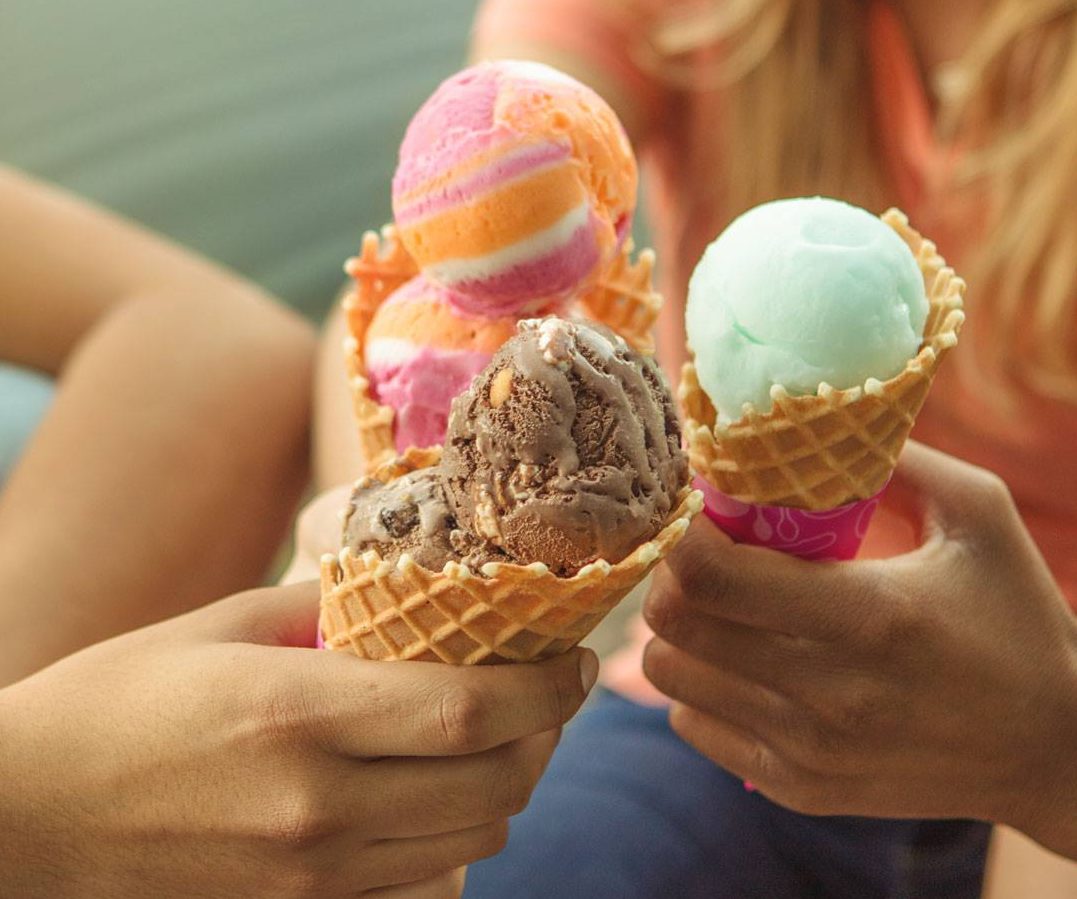 baskin-robbins scoops of ice cream in waffle cones