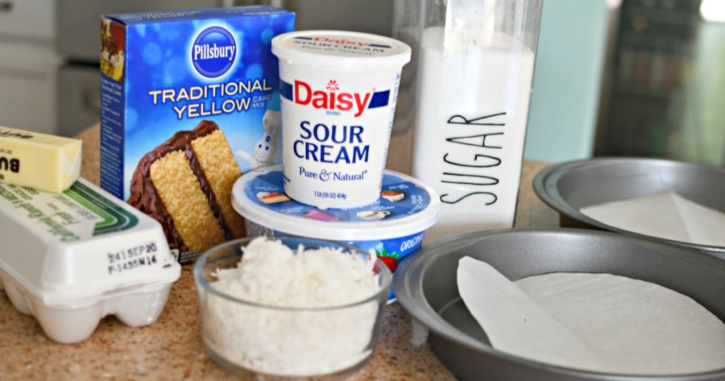 ingredients for sour cream coconut cake