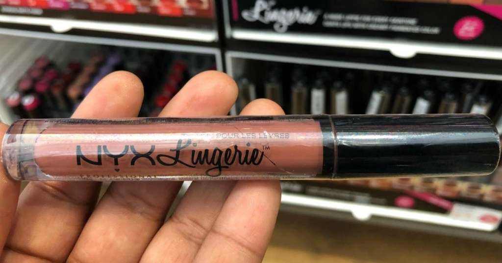 hand holding nyx lingerie lip gloss