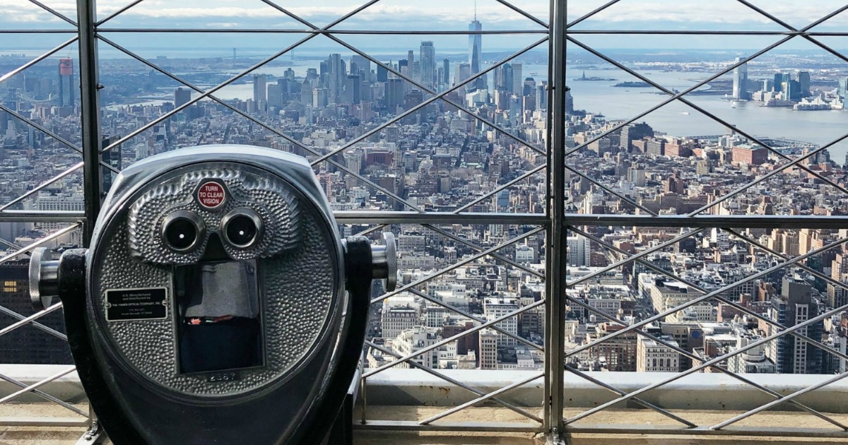 a city skyline from an observation deck