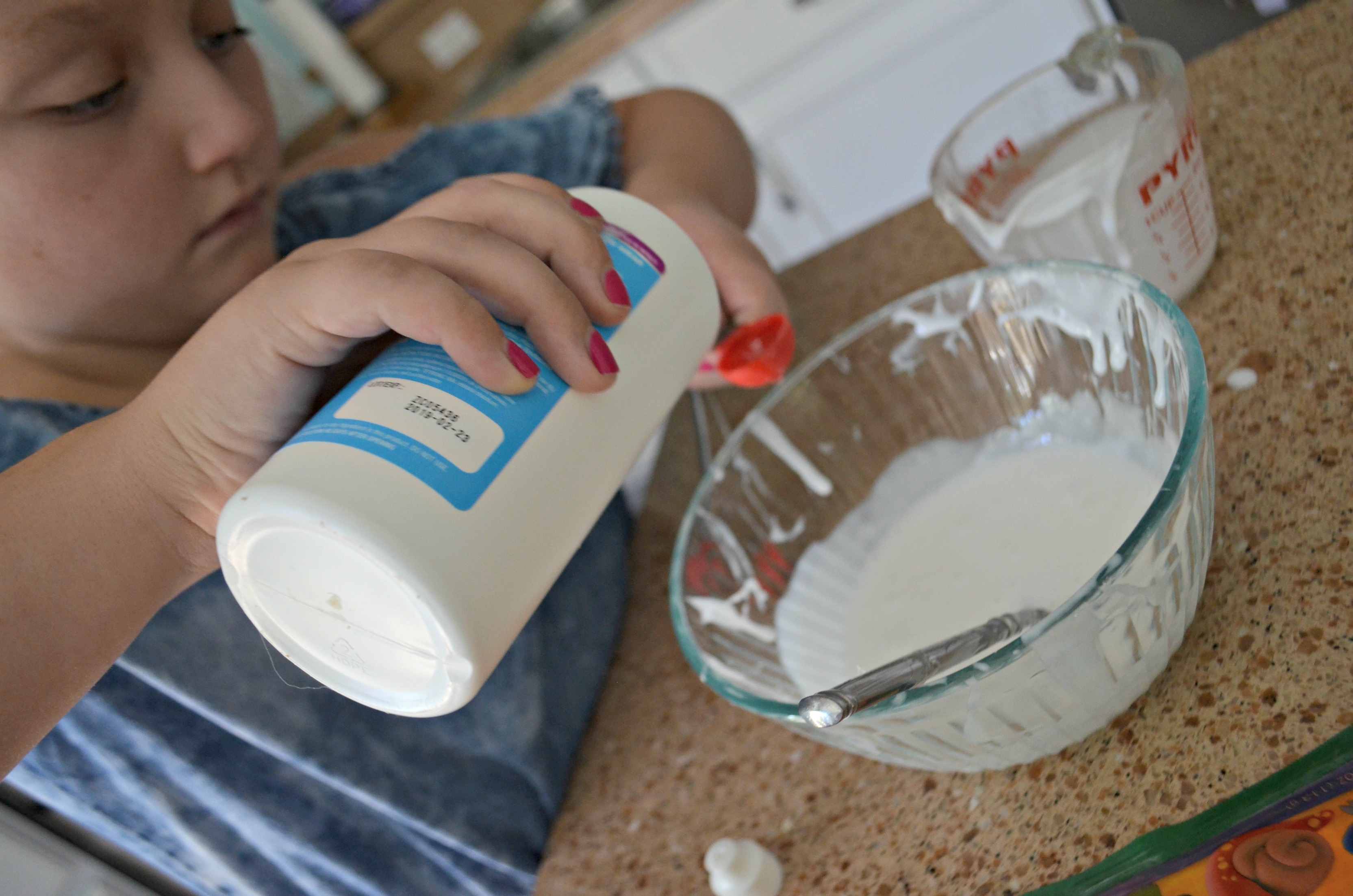 Make diy butter slime using clay – measuring glue