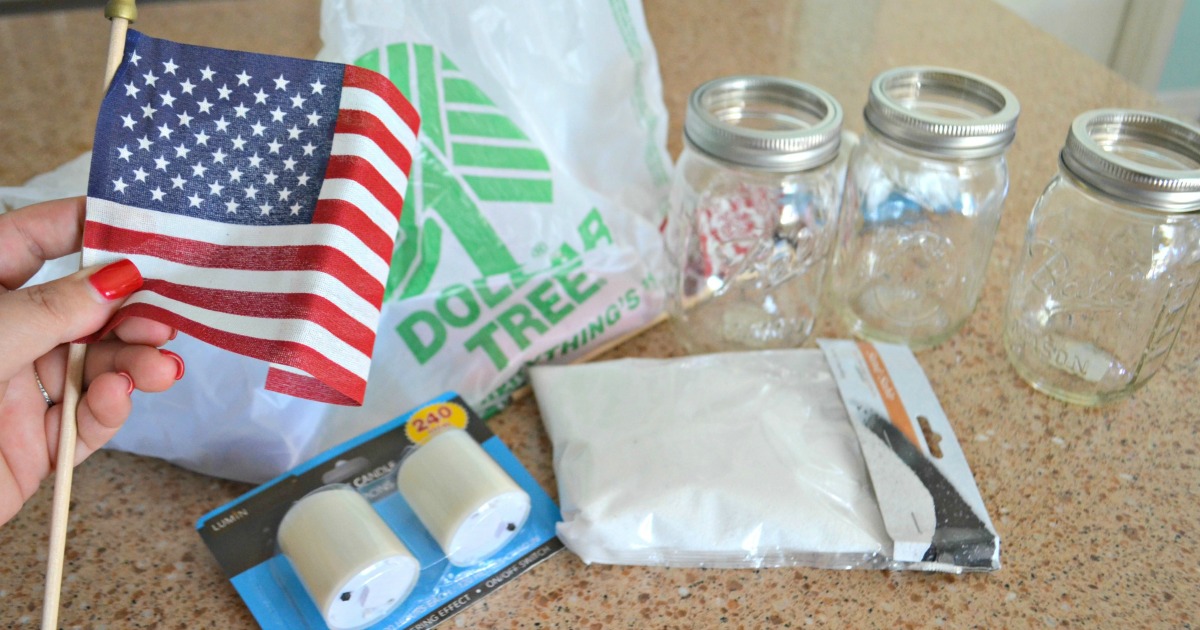 Dollar Tree 4th of July Craft Mason Jar Votives – supplies needed