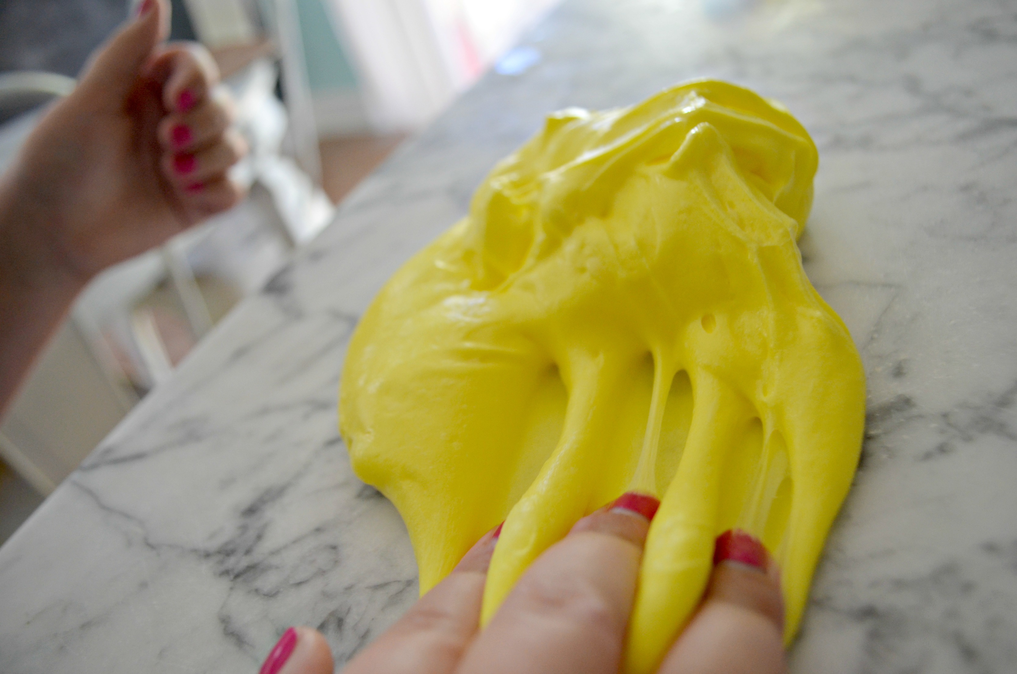 Make diy butter slime using clay – Yellow clay slime