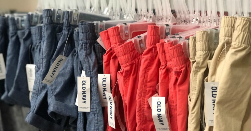 rack of Old Navy shorts