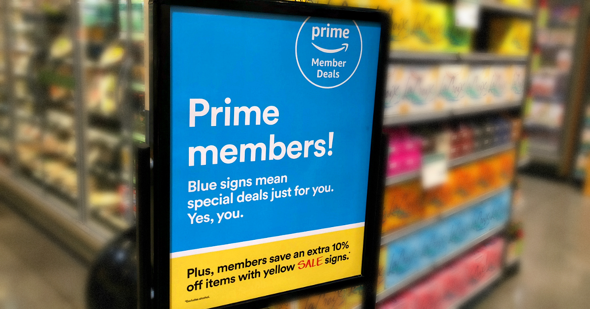 amazon prime sale whole foods - Prime Members at Whole Foods sign