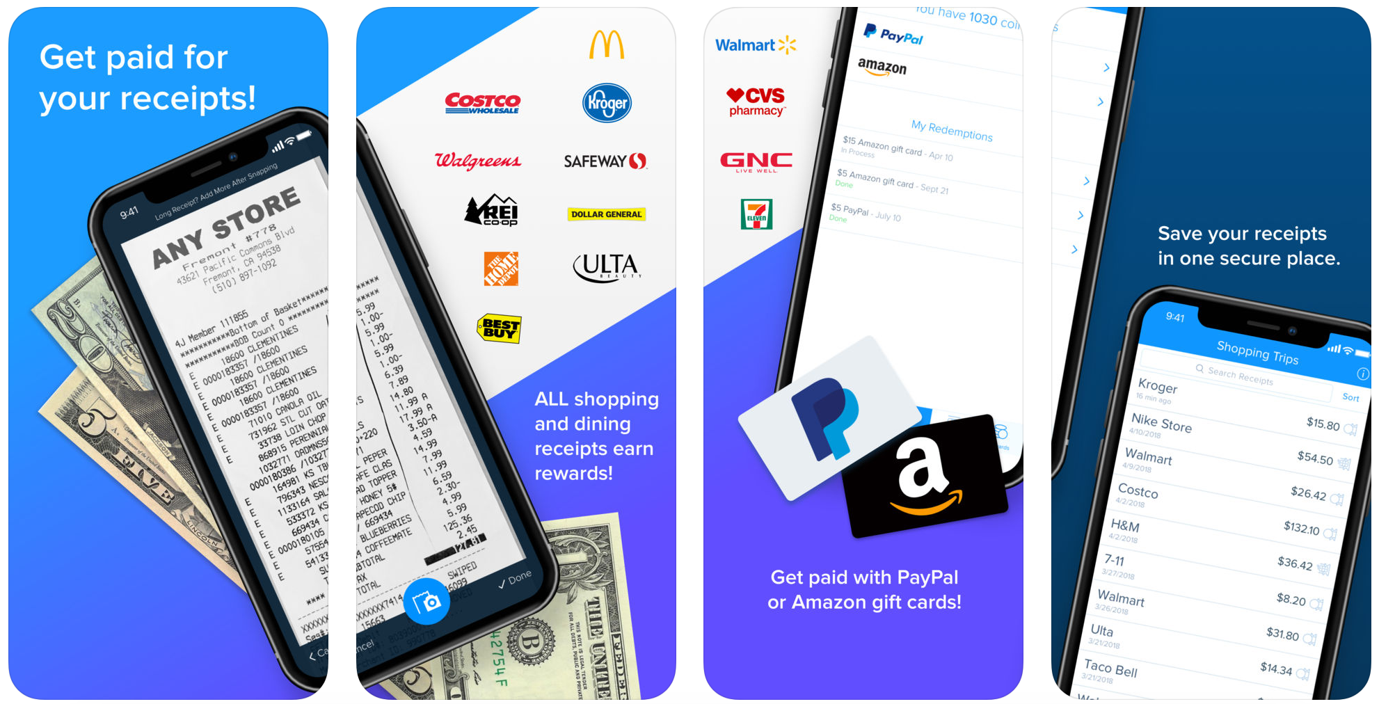 shop and earn rewards with these free mobile apps — Receipt Hog app store screens