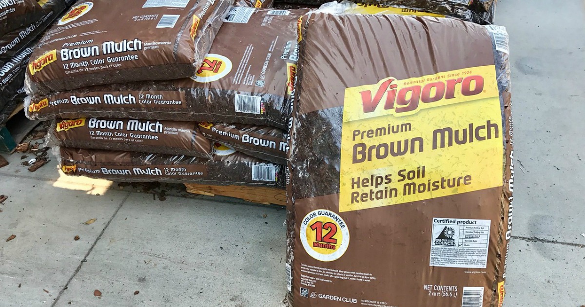 Brown mulch bag at Home Depot