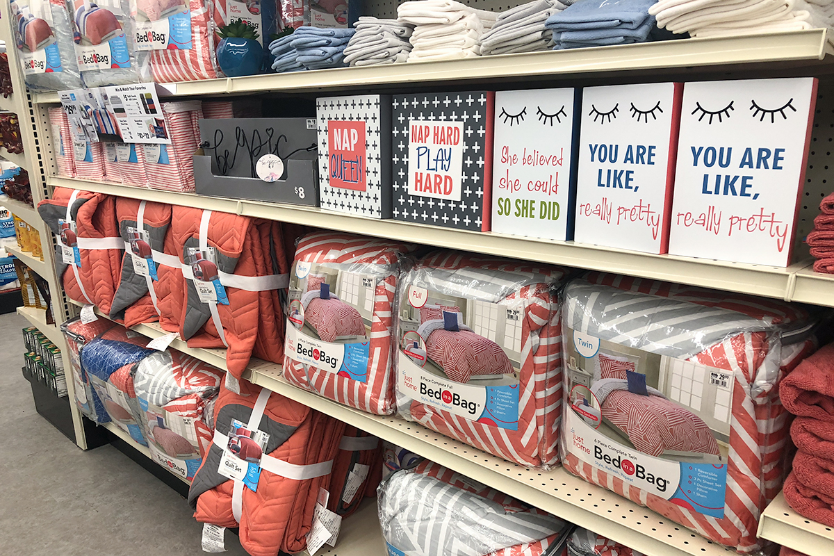 back-to-school college dorm shopping with big lots — mix and match bedding sets