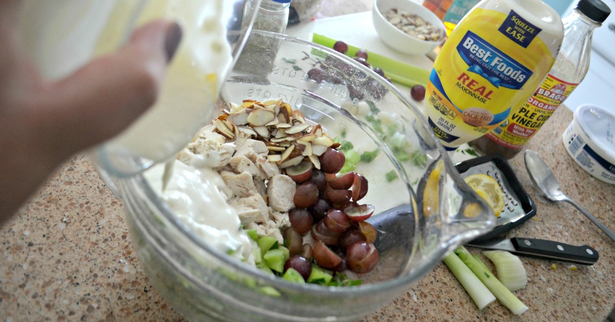Napa Almond Chicken Salad ingredients in a bowl